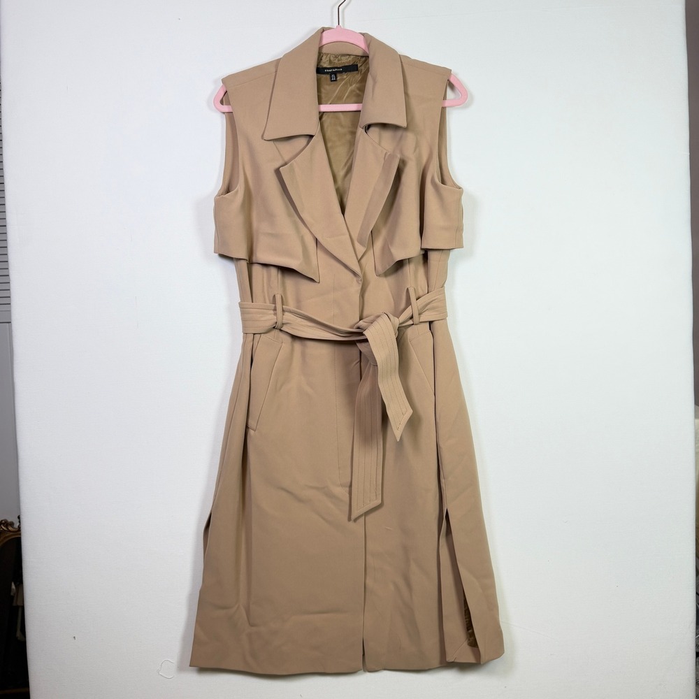 ETXART & PANNO Tan Sleeveless Belted Trench Coat Vest XL
